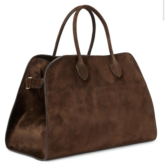 The Row Handbags - The Row Soft Margaux Suede Shoulder Bag - Dark Brown